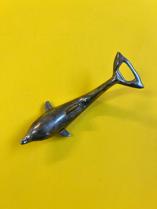 Flaschenöffner Delfin versilbert 60er