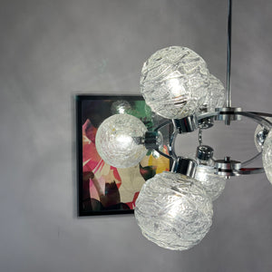 Sputnik Kronleuchter Glas Chrom
