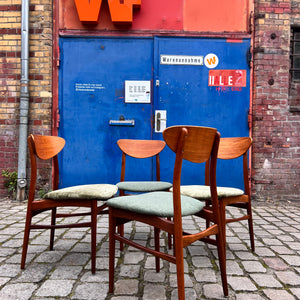 Set: 4x Esszimmerstuhl grün Teak