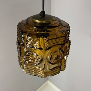 Hängelampe braun Glas Messing von Vitrika