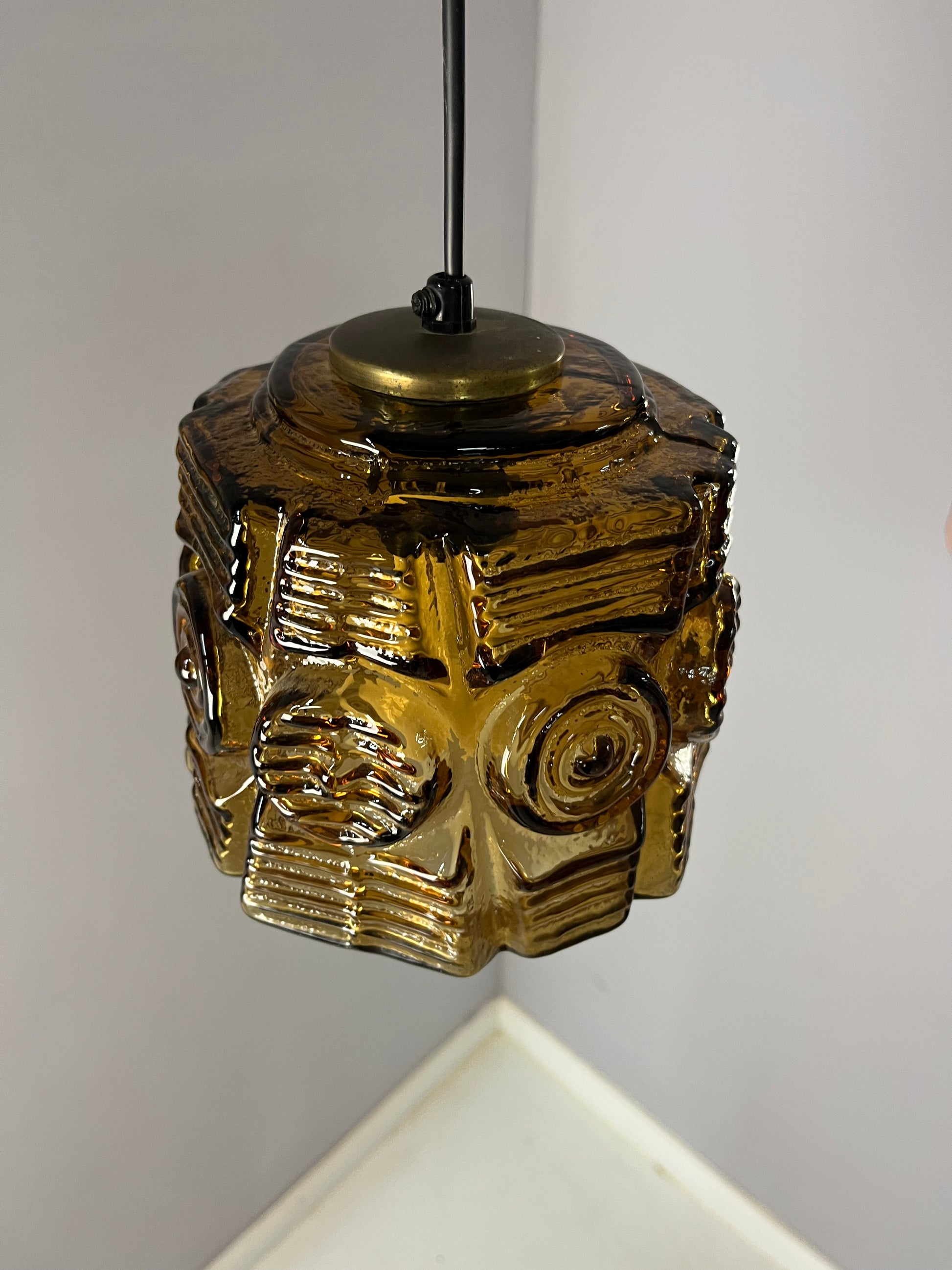Hängelampe braun Glas Messing von Vitrika