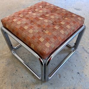 Hocker Chrom mit orange braunem Polster