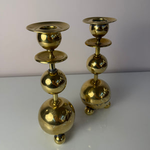 Set: 2x Kugel Kerzenständer Messing aus Dänemark