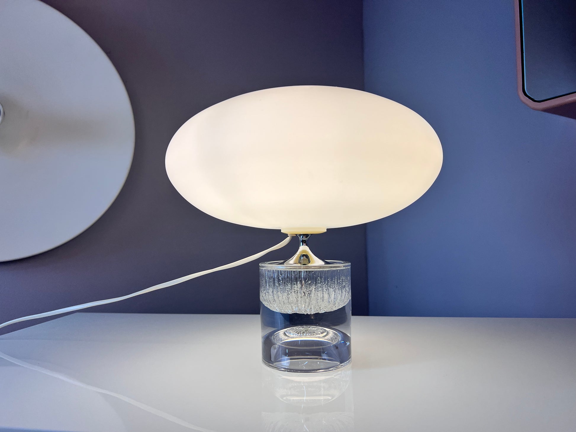 Tischlampe weiß Glas von Daum Nancy