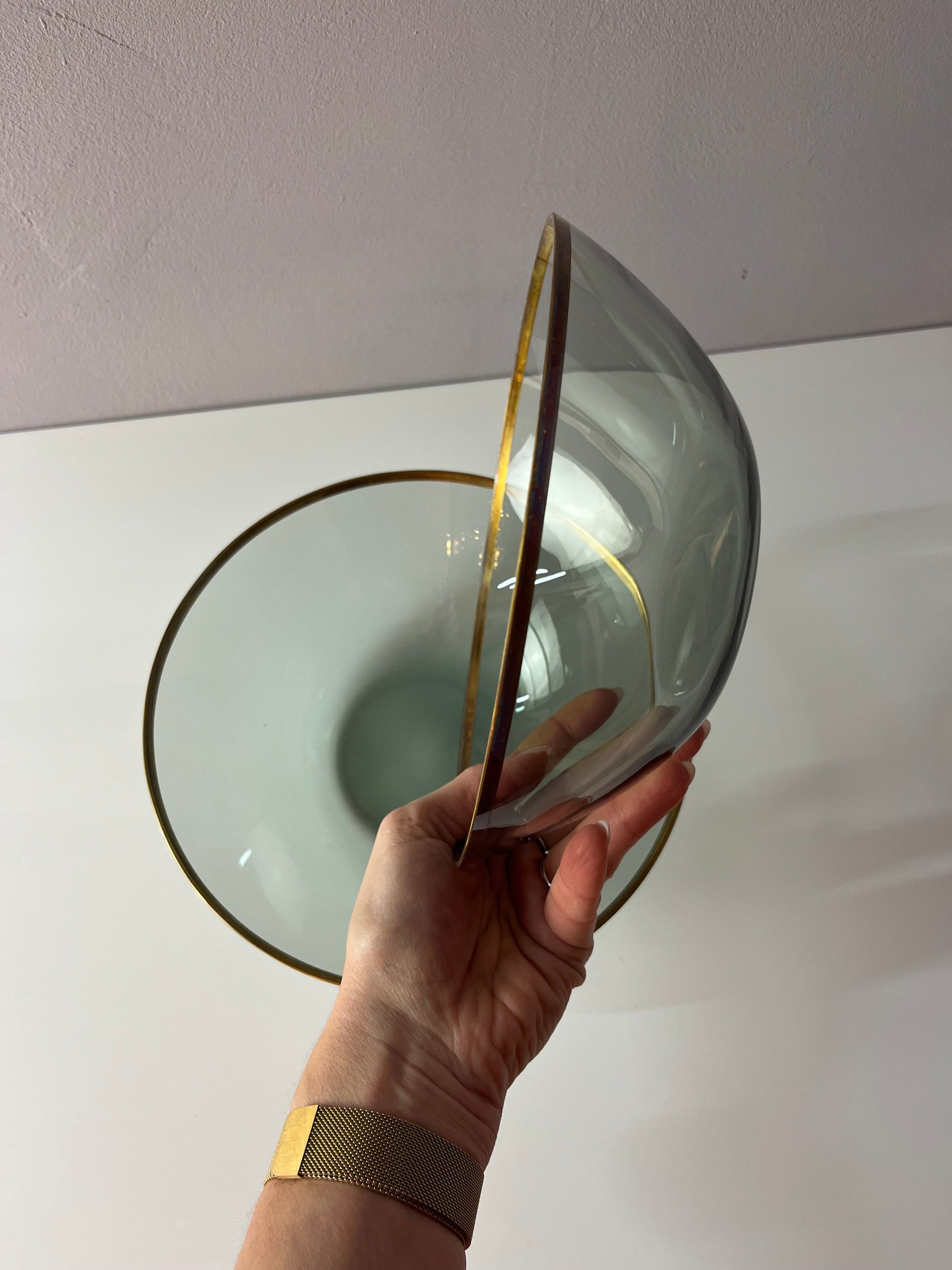 Set: 2 Schüsseln Rauchglas mit Goldrand