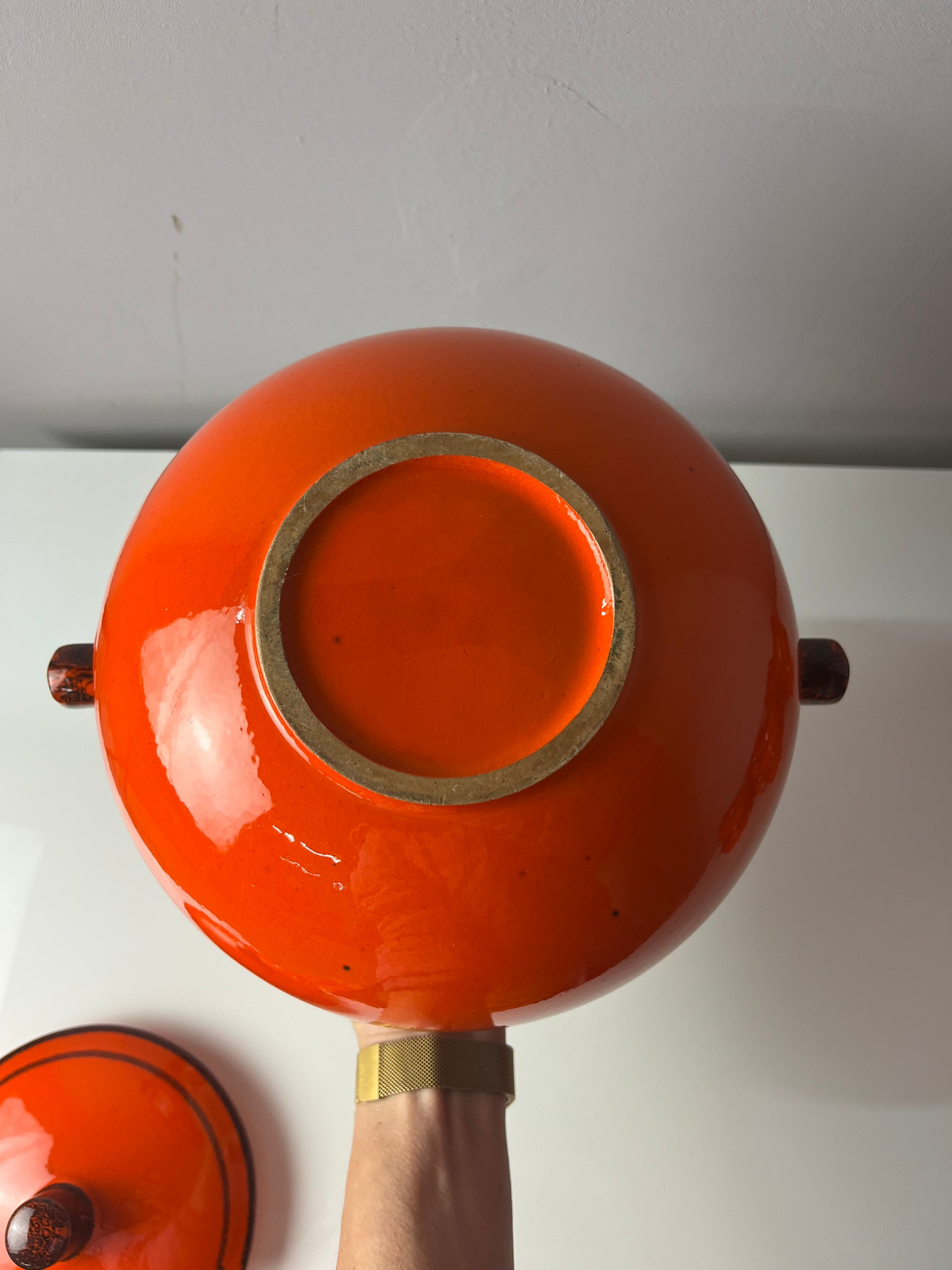 Bowle-Set: 10 Becher und 1 Terrine orange Keramik