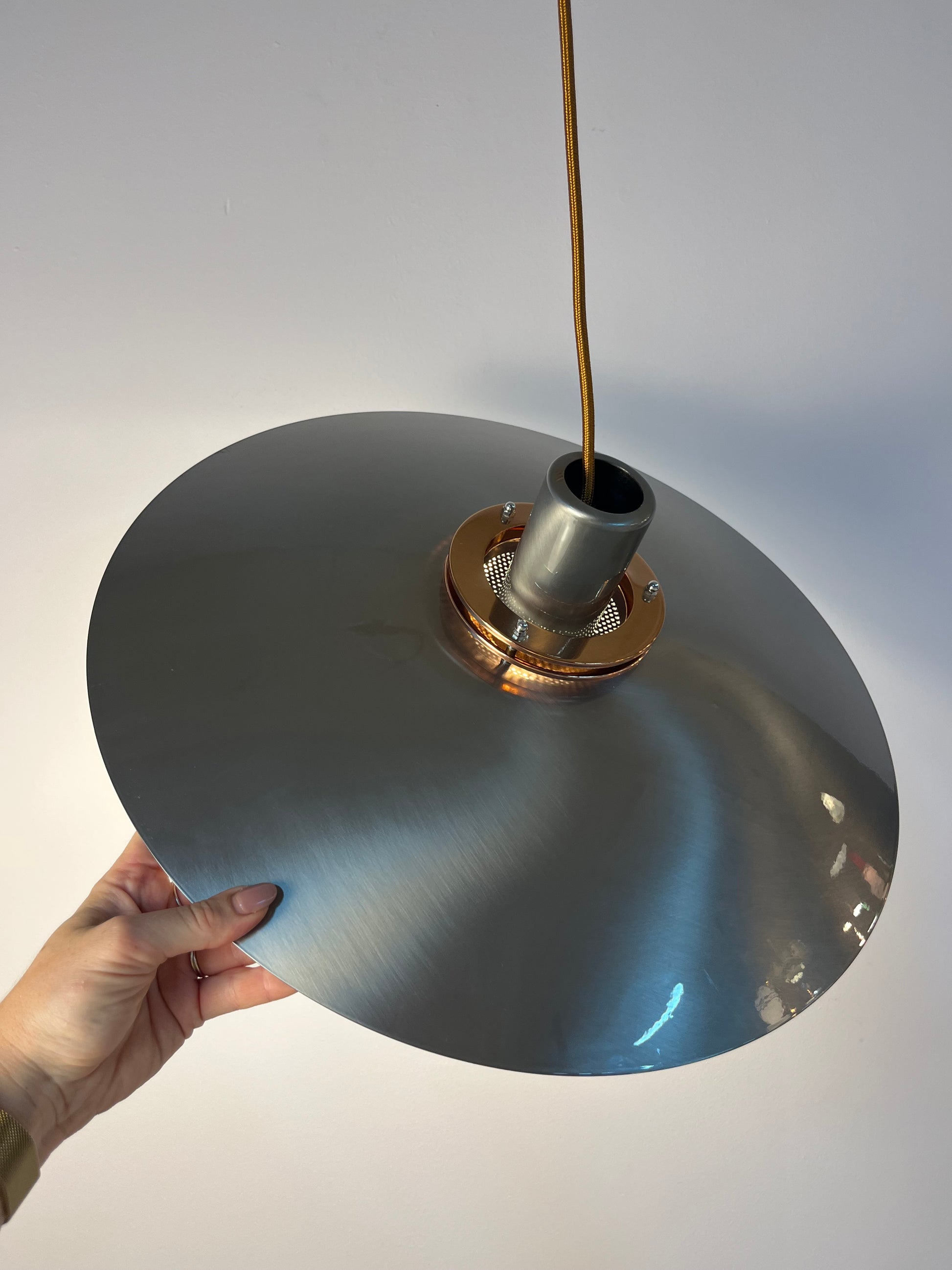 Große Lamellenlampe Leto silber kupfer von Top Lamper