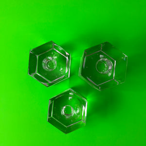 Set: Trio Kerzenständer Hexagon Glas