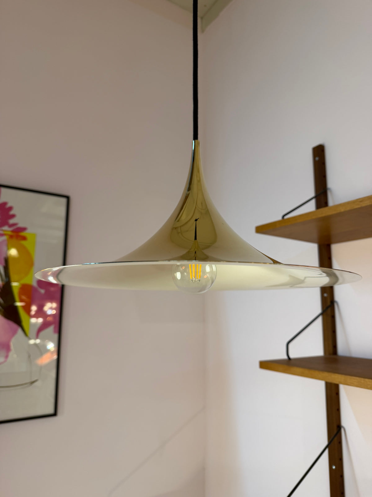 Trompetenlampe gold spiegelnd von Claus Bonderup & Torsten Thorup für Fog & Mørup