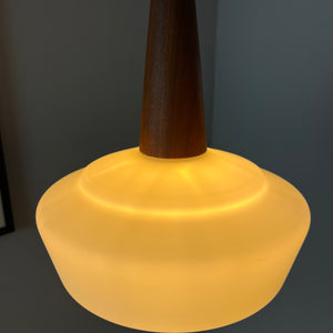 Hängelampe Opalglas Teak