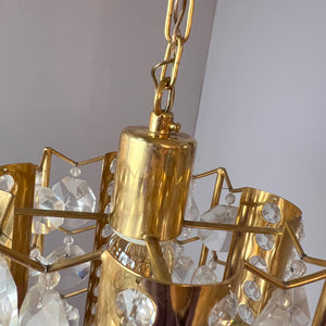 Hängelampe Messing Kristalle von Palwa