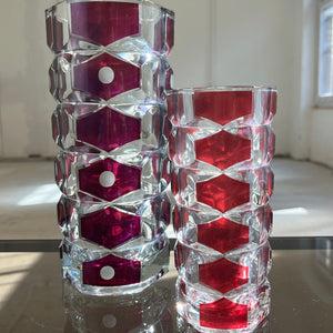 Set: 2 Vasen weinrot Glas von J.G. Durand für Luminarc