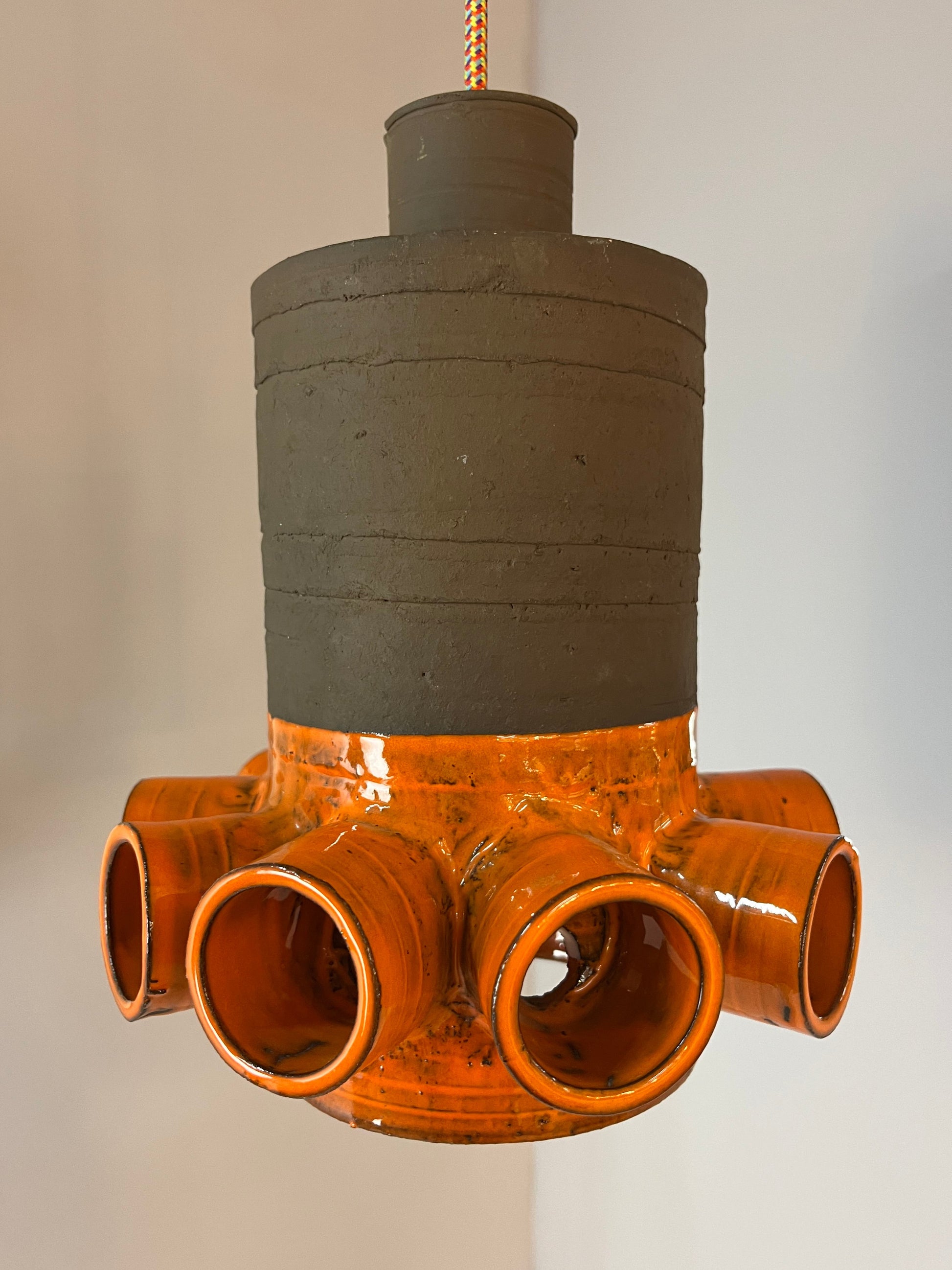 Hängelampe orange braun Keramik