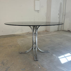 Runder Esstisch Rauchglas Chrom - Standard Gestell