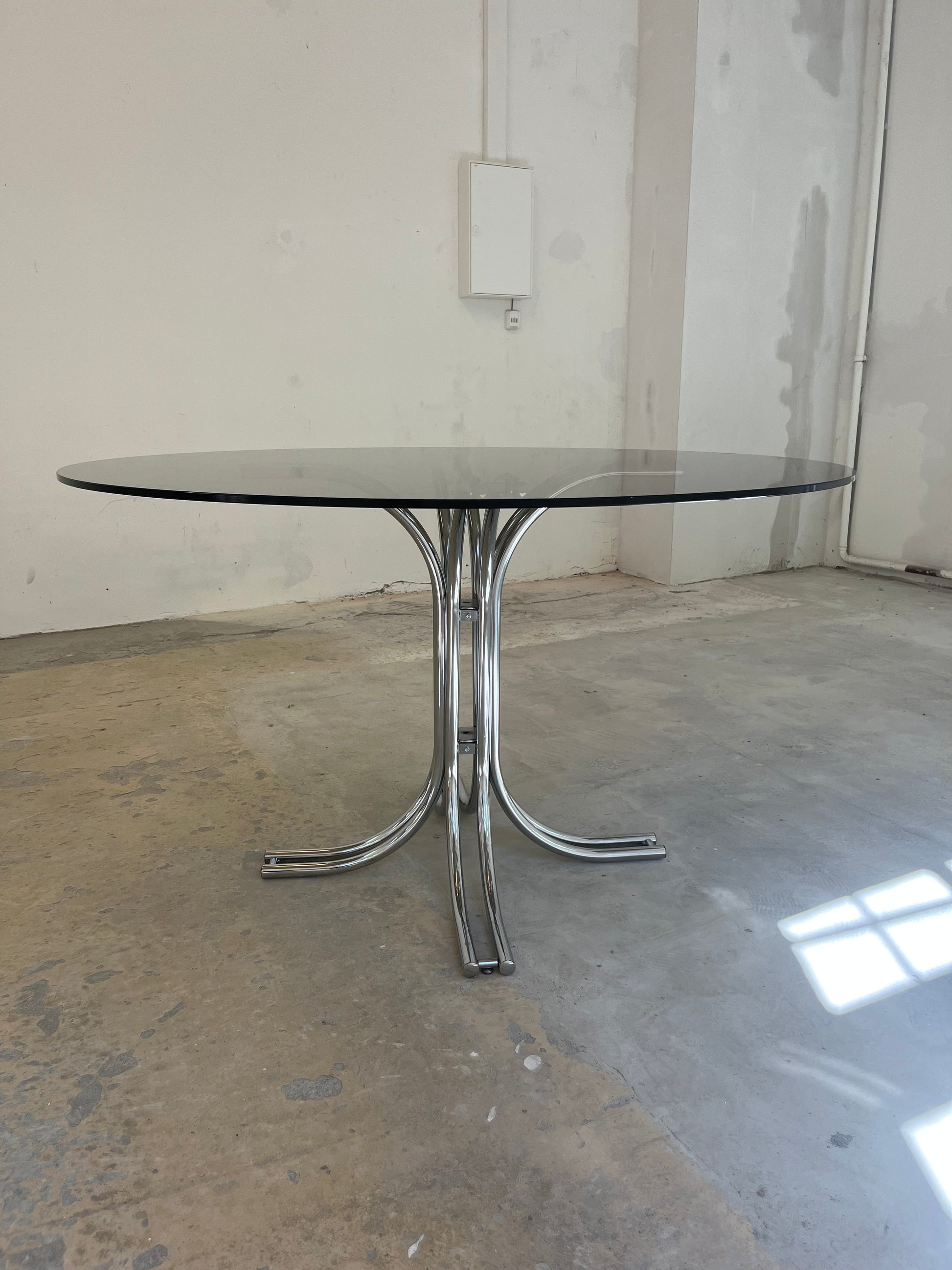 Runder Esstisch Rauchglas Chrom - Standard Gestell