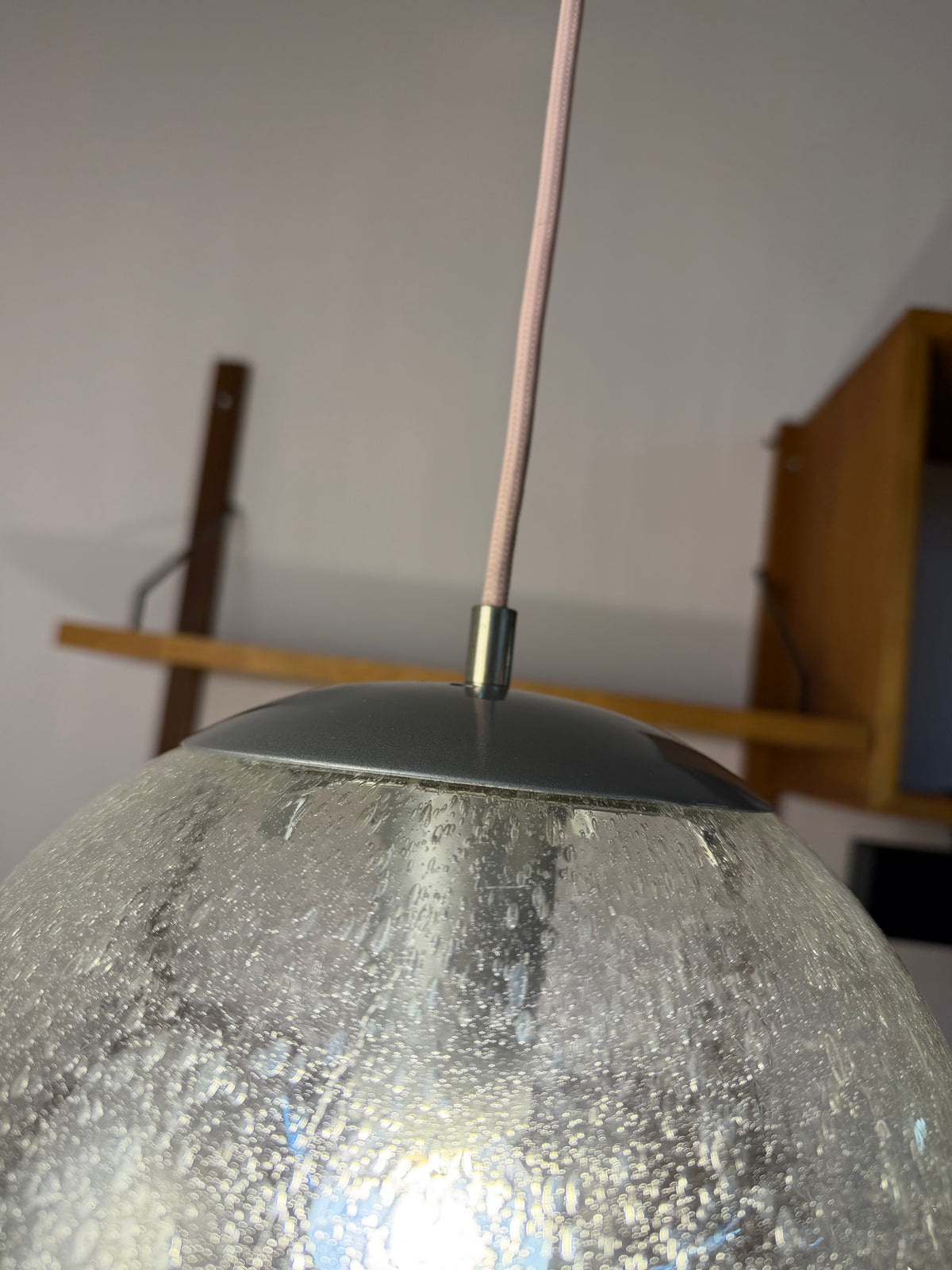 Mittlere Kugellampe Strukturglas Metall