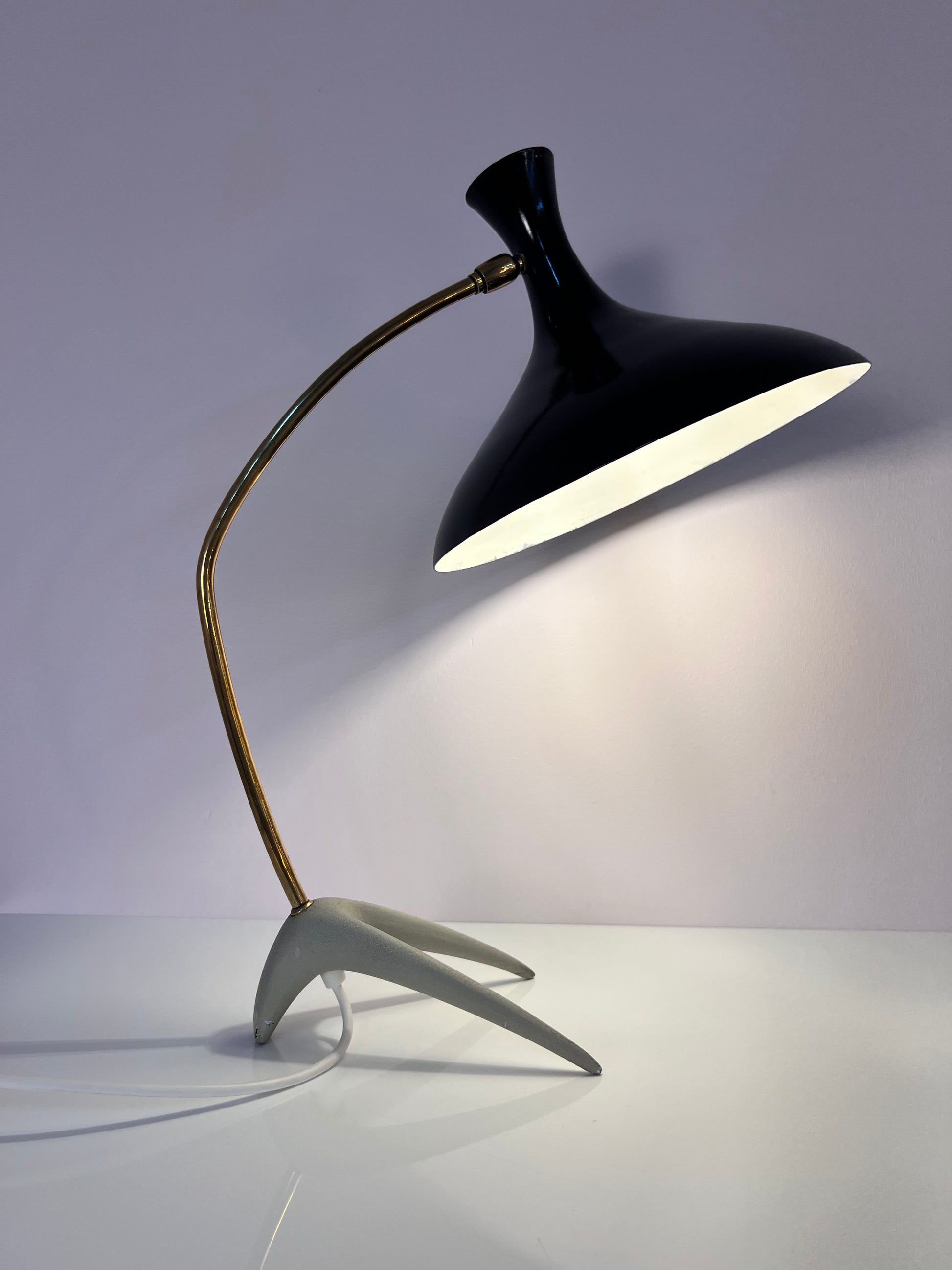 Tischlampe Krähenfuß / Diabolo schwarz weiß von Karl Heinz Kinsky für Cosack