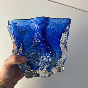 Vase blau Glas von Kai Blomqvist für Riihimaki / Riihimaen Lasi Oy