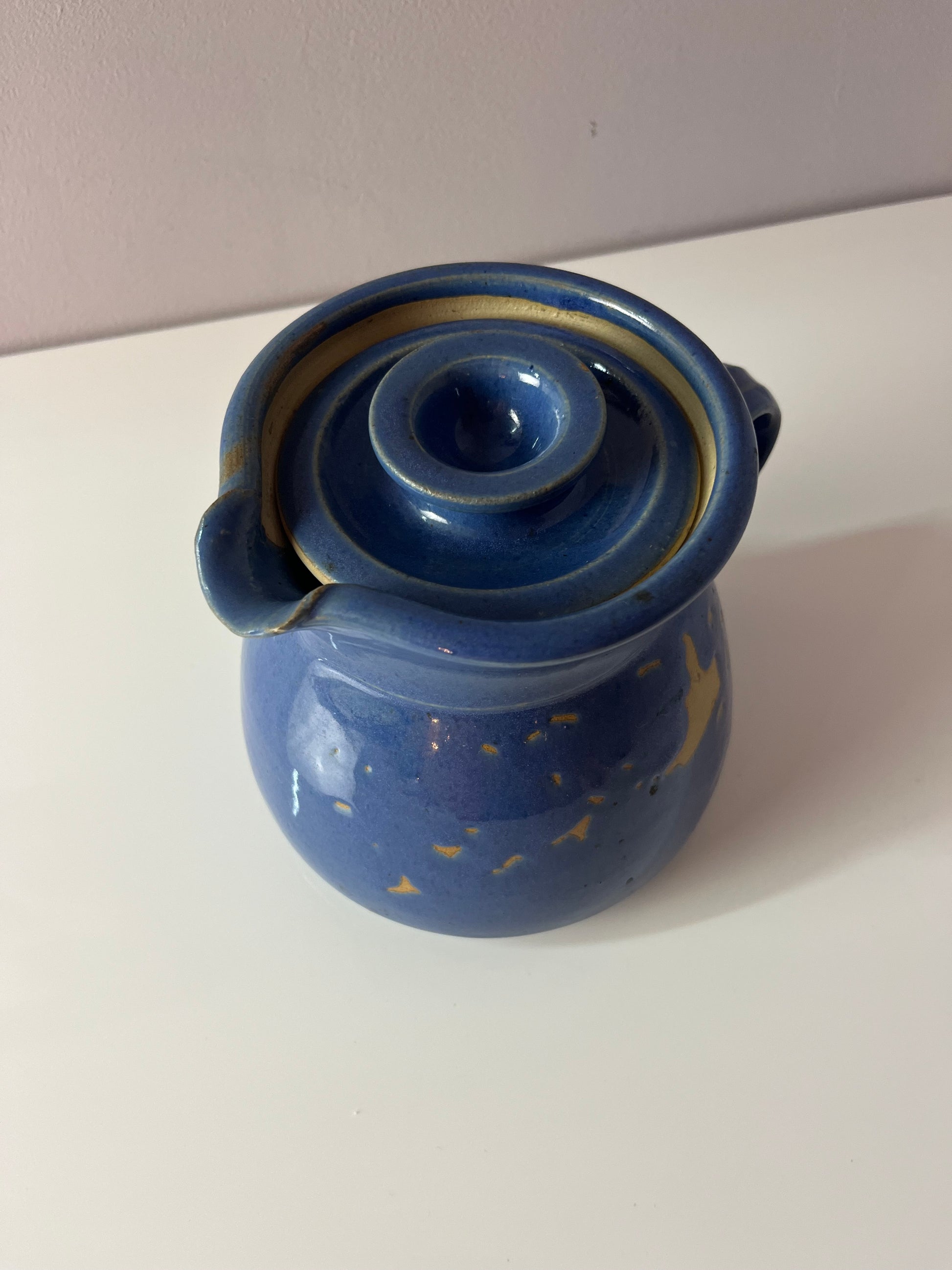 Teekanne blau Keramik