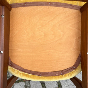 Polsterstuhl gelb Samt Teak