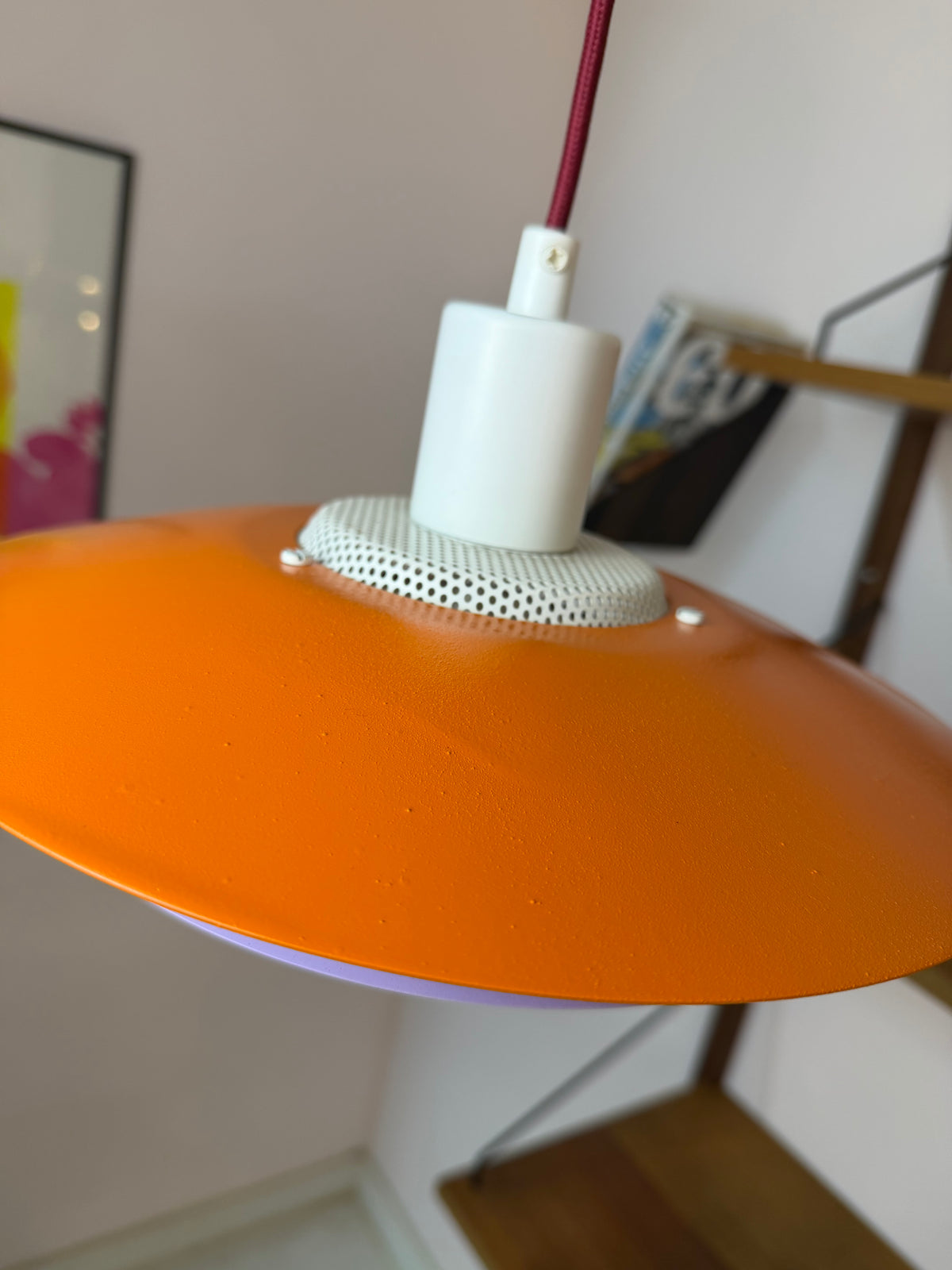 Lamellenlampe neu lackiert orange lila aus Dänemark