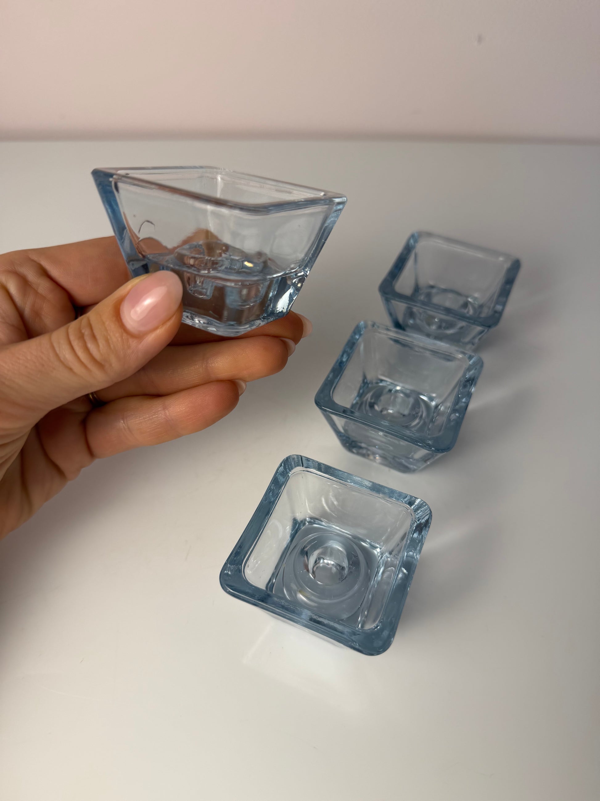 Set: 4x Kerzenständer Serie Skjold Glas von Per Lütken für Holmegaard