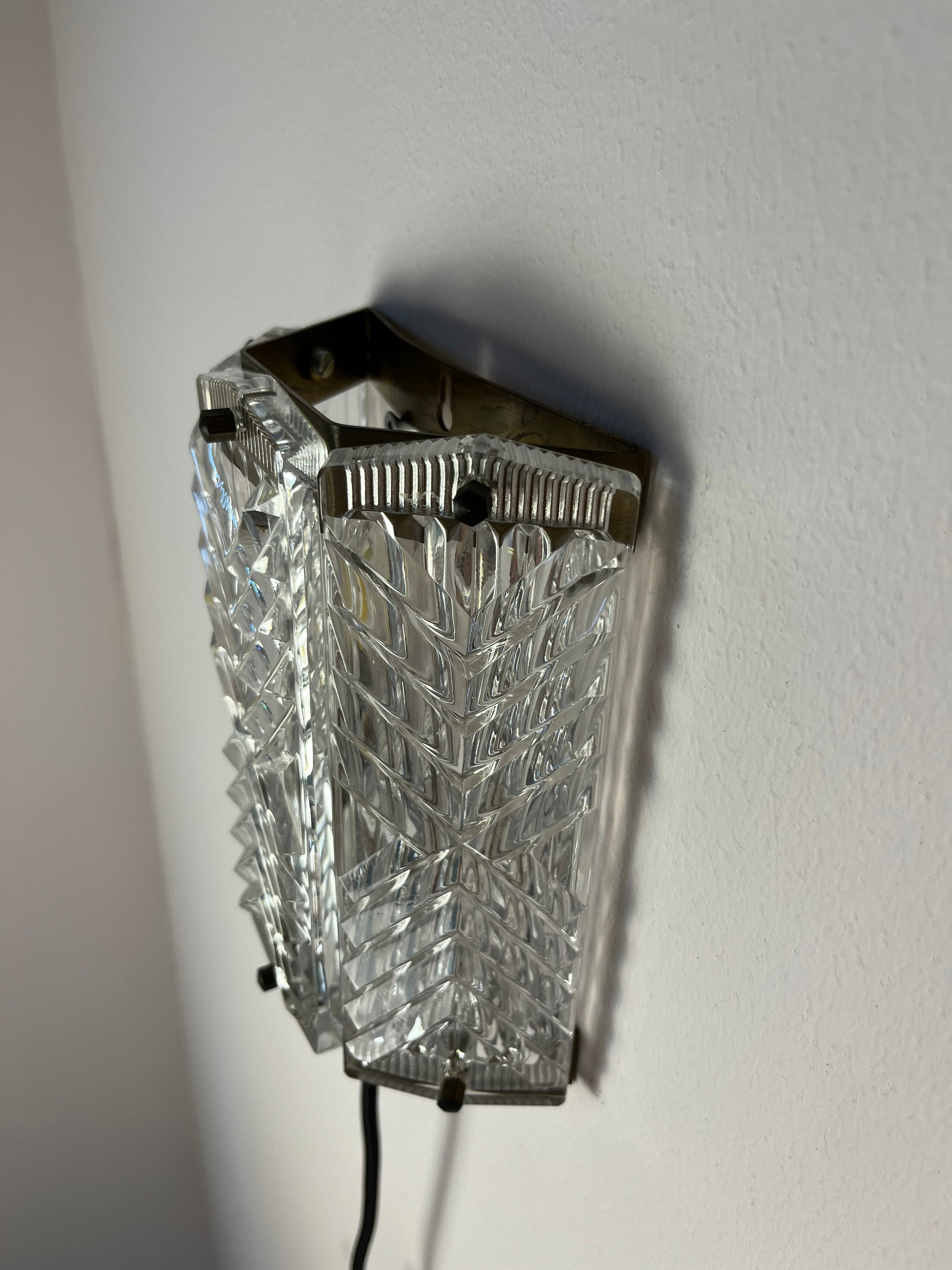 Wandlampe Messing & Glas von Wiktor Berndt für Flygsfors