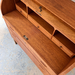 Sekretär Teak halbrund mit Schloss aus Dänemark