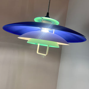 Lamellenlampe neu lackiert blau grün