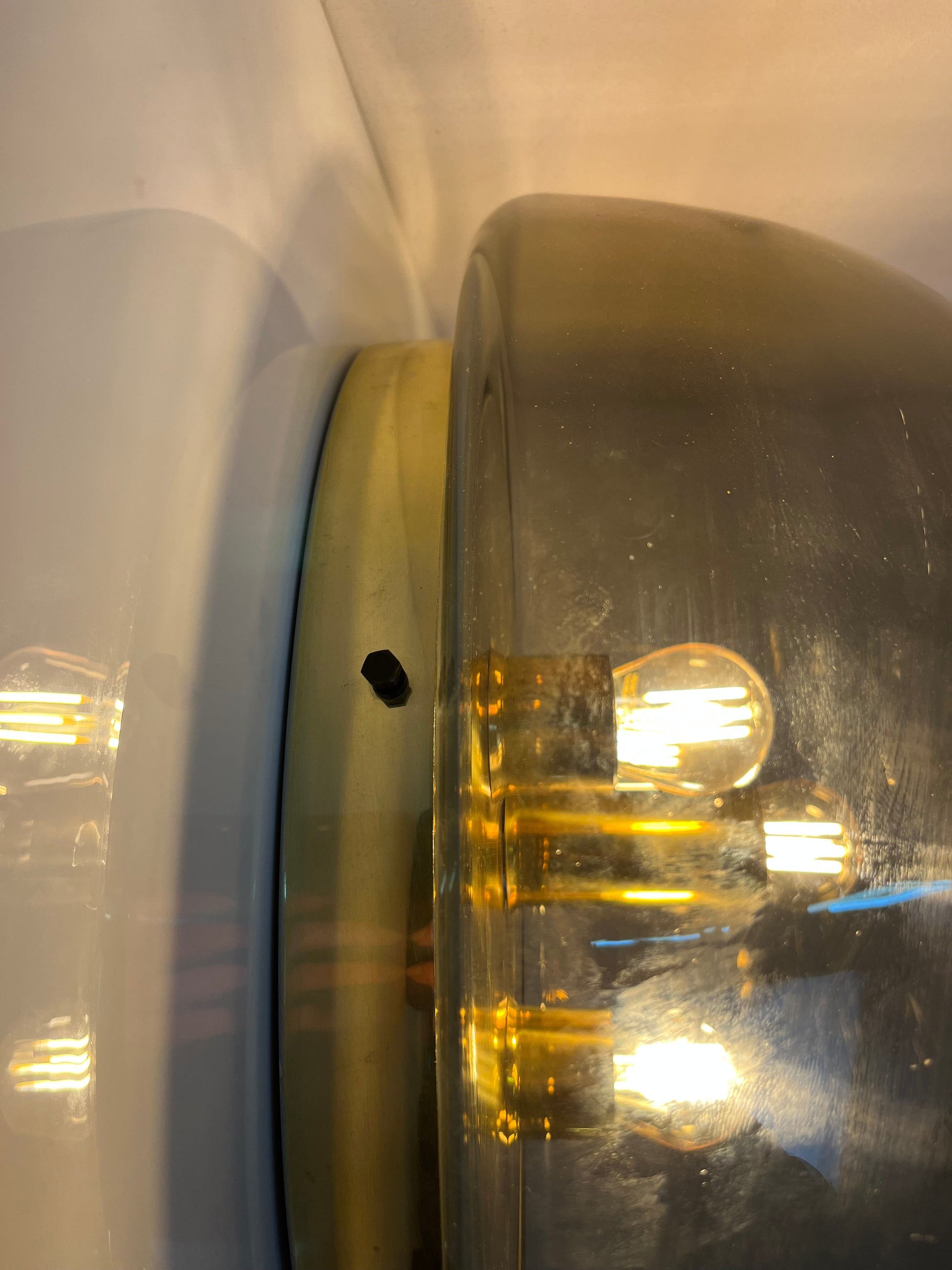 Wand-/ Deckenlampe Messing Rauchglas von Kaiser Leuchten