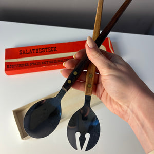 Salatbesteck Teak Edelstahl in Originalverpackung