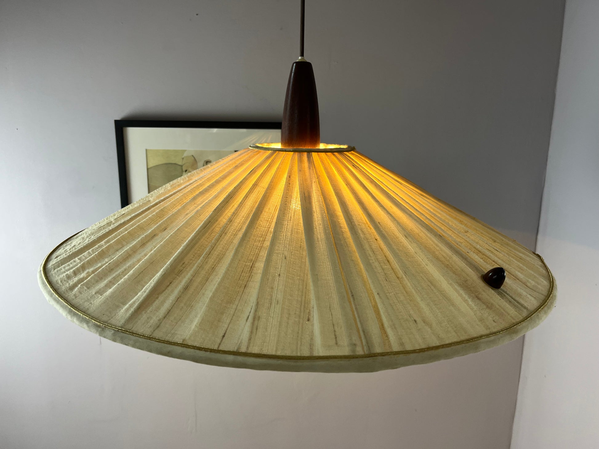 Hängelampe beige braun Teak von Temde