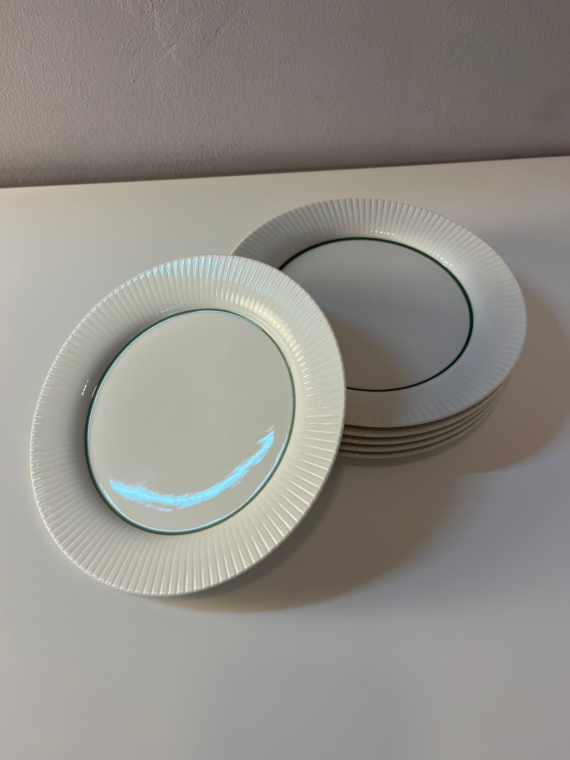 Set: 6x Kuchenteller Modulation Secunda grün von Tapio Wirkkala für Rosenthal