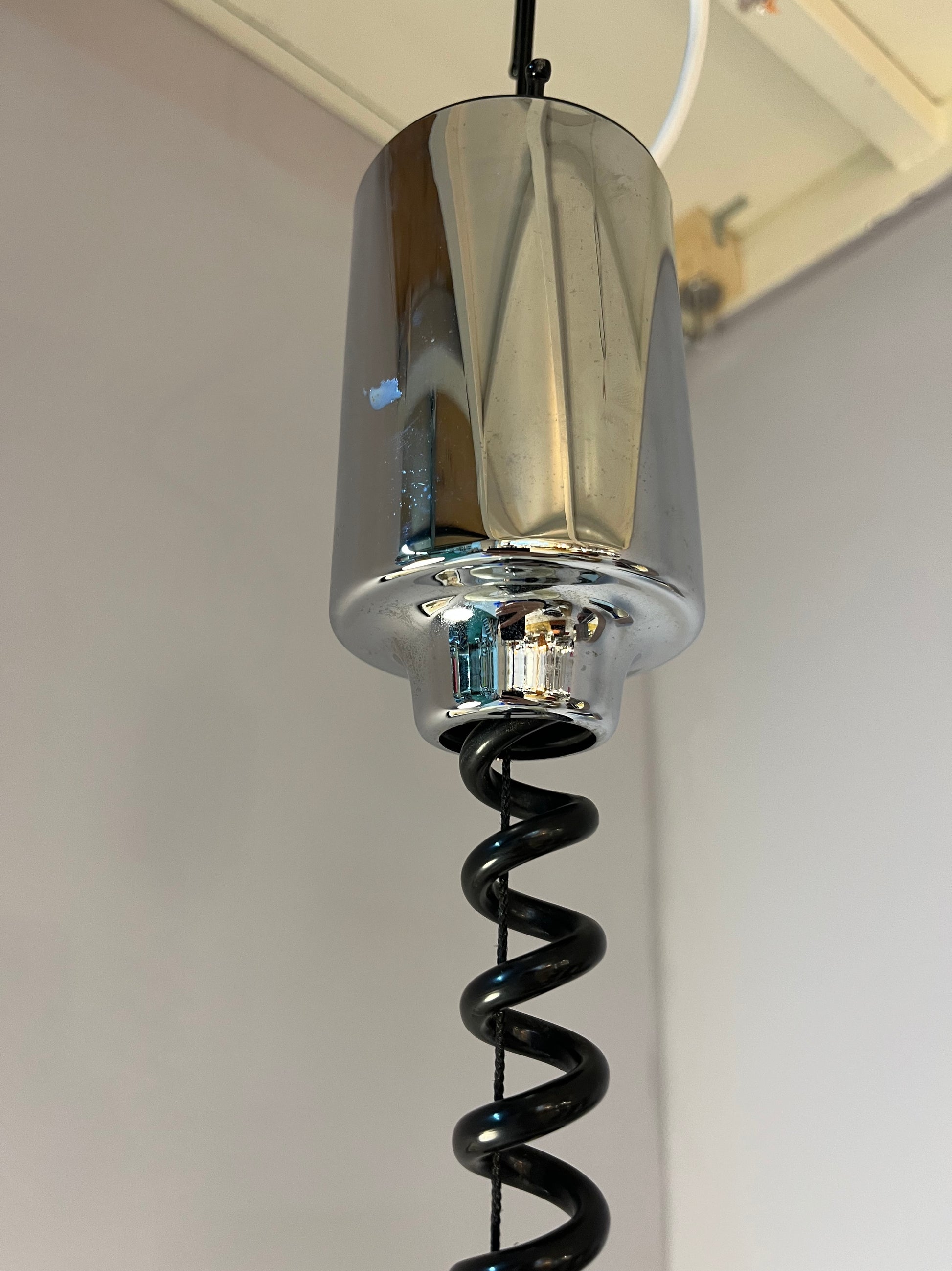 Hängelampe weiß grau Chrom handgearbeitet von Cristallux
