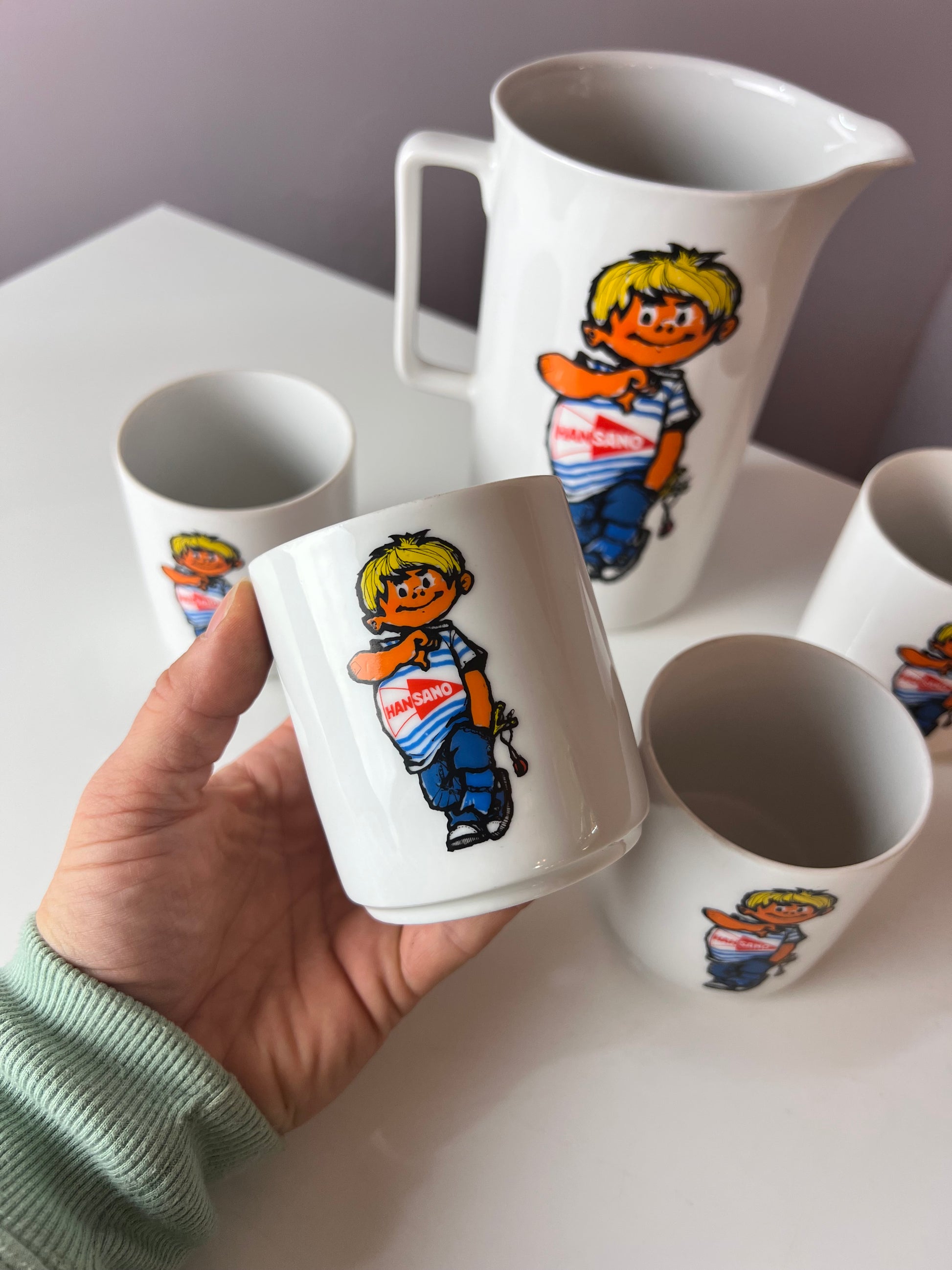 Set: 4 Becher & 1 Kanne Hansano von Schirnding Bavaria