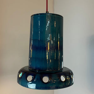 Hängelampe blau Keramik West German Pottery
