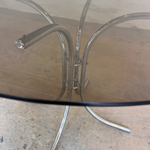 Runder Esstisch Rauchglas & Chrom