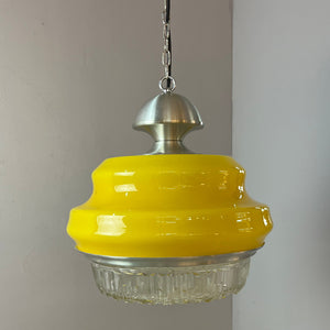 Hängelampe gelb Glas Metall