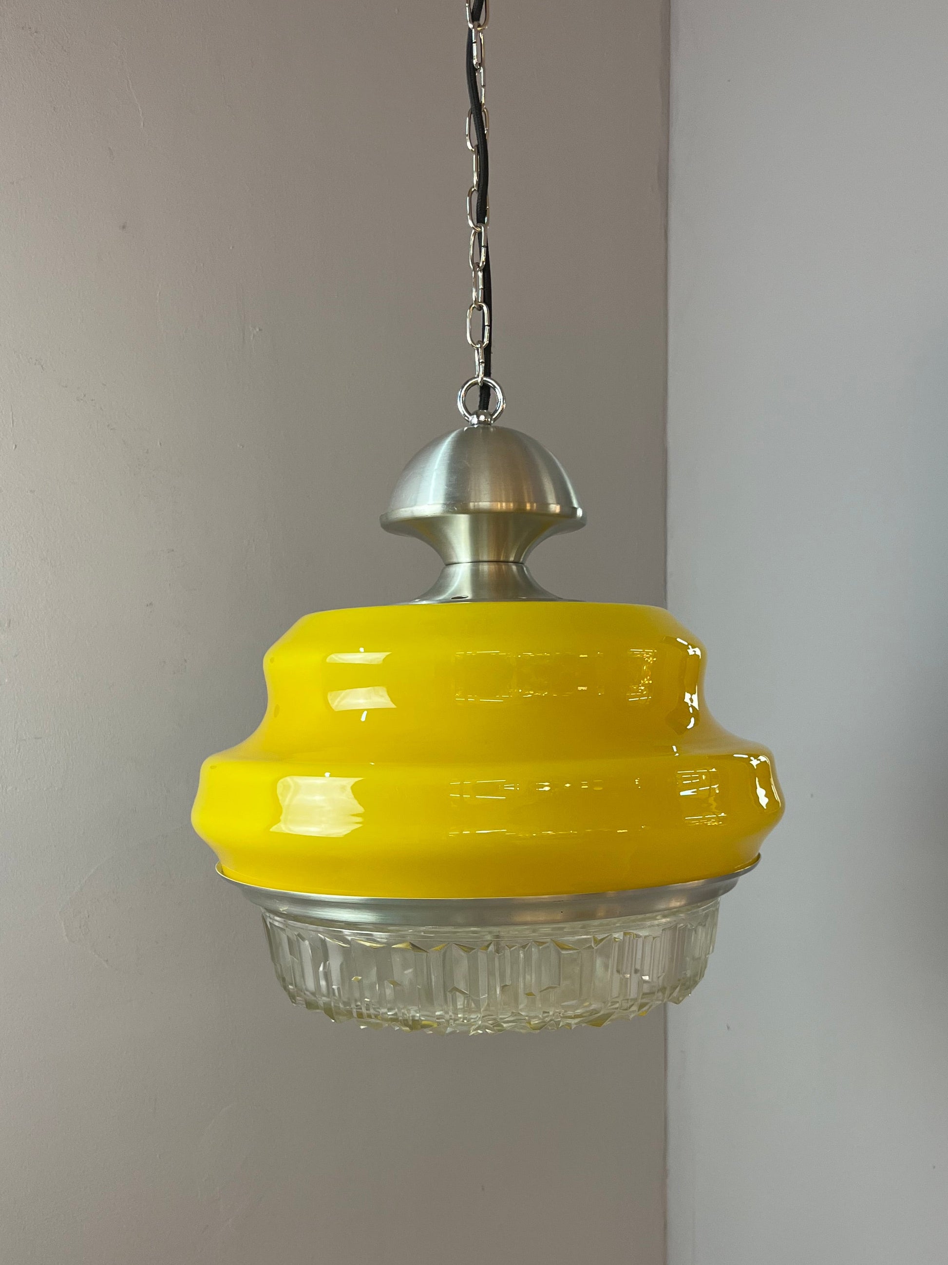 Hängelampe gelb Glas Metall