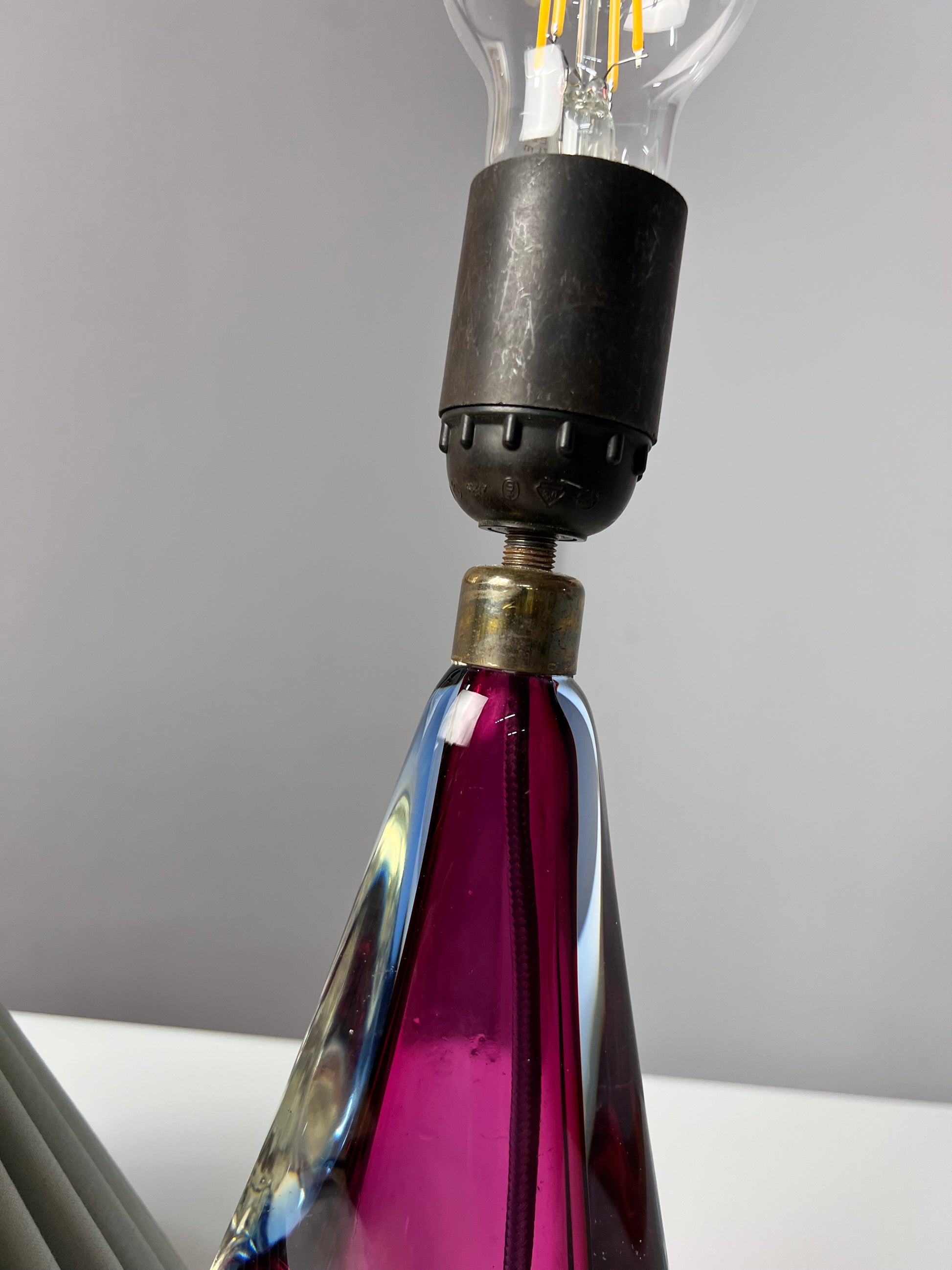 Tischlampe lila blau Muranoglas