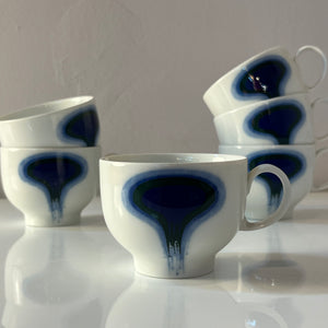 Set: 6x Tasse Form F Pop Art blau weiß von Fürstenberg