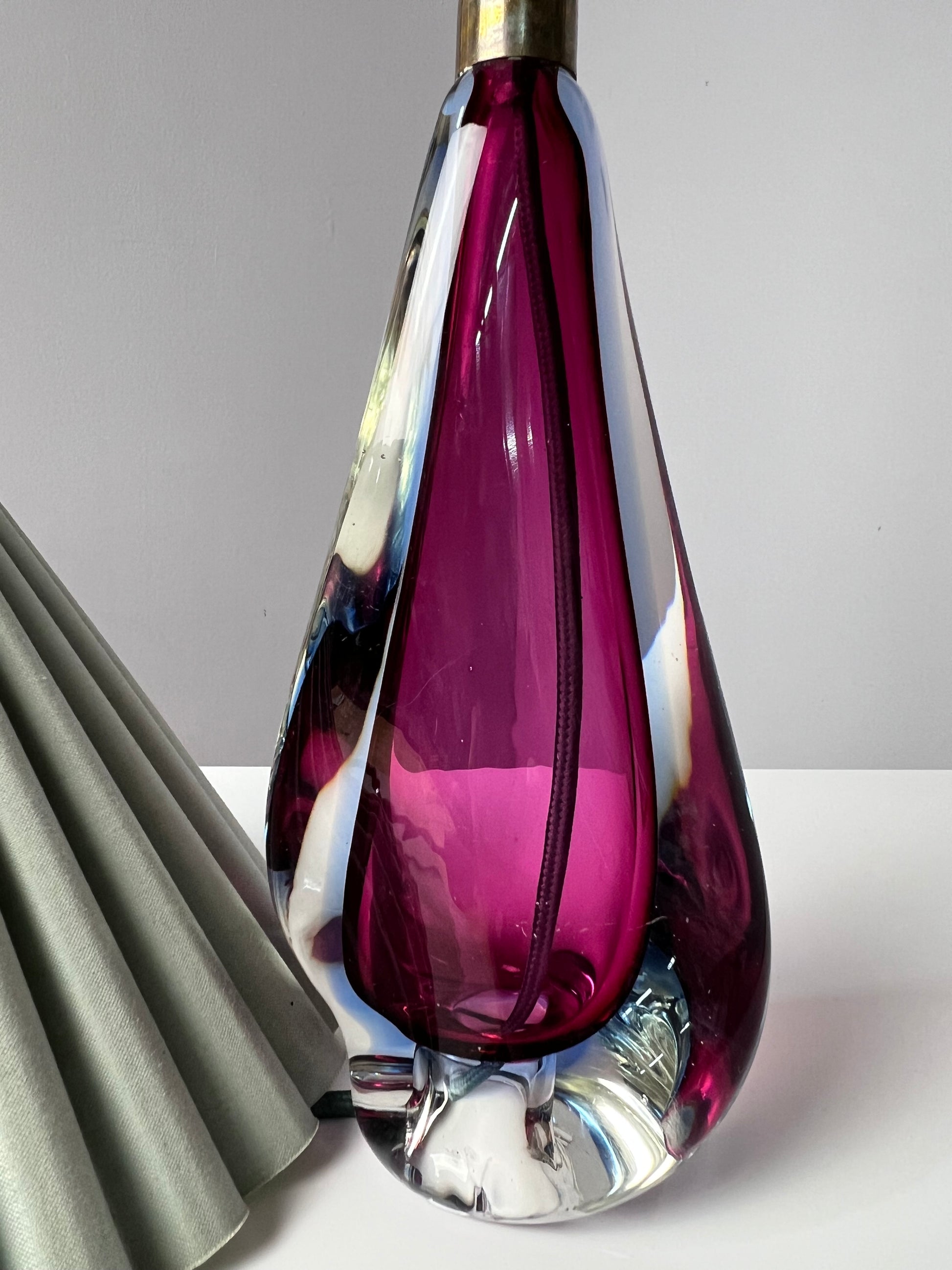 Tischlampe lila blau Muranoglas