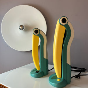 Tischlampe Toucan groß grün gelb von H.T. Huang für Huangslite