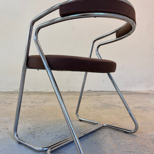 Polsterstuhl Chrom mit braunem Velour