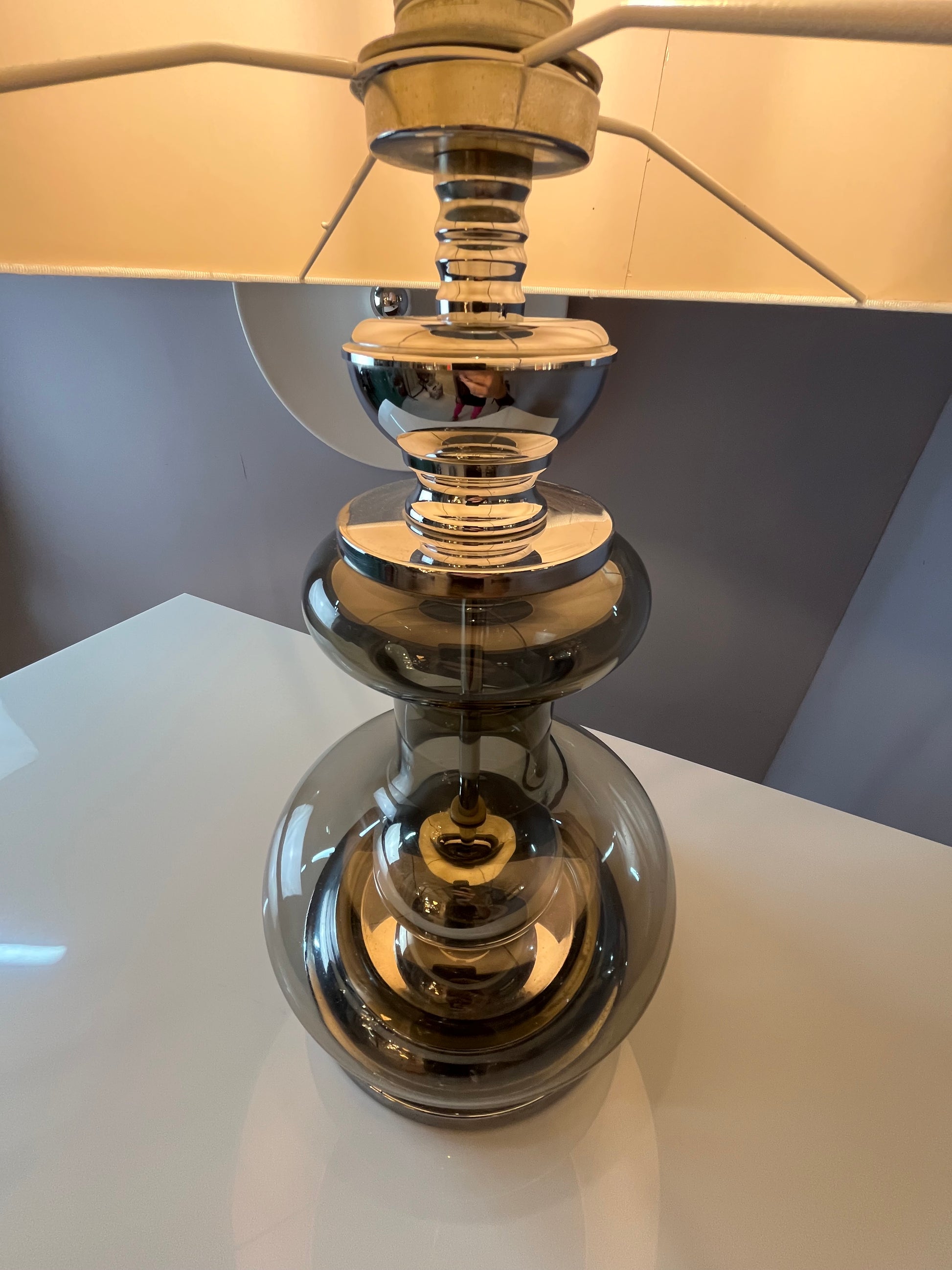 Tischlampe Rauchglas