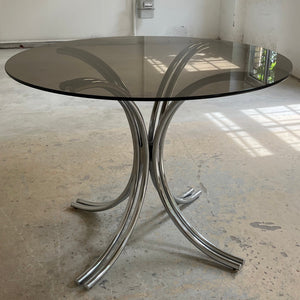 Runder Esstisch Rauchglas Chrom