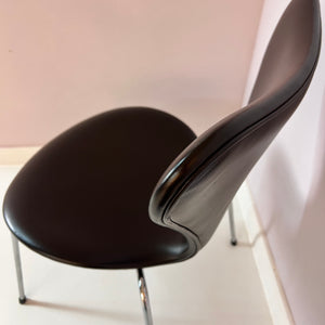 Polsterstuhl Serie 7 dunkelbraun Echtleder von Arne Jacobsen für Fritz Hansen