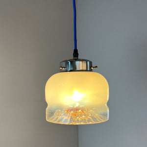 Hängelampe weiß gelb Muranoglas von Mazzega