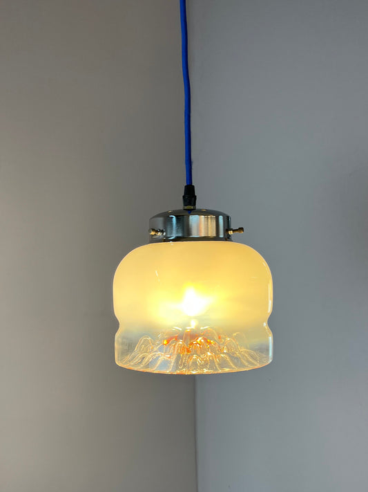 Hängelampe weiß gelb Muranoglas von Mazzega