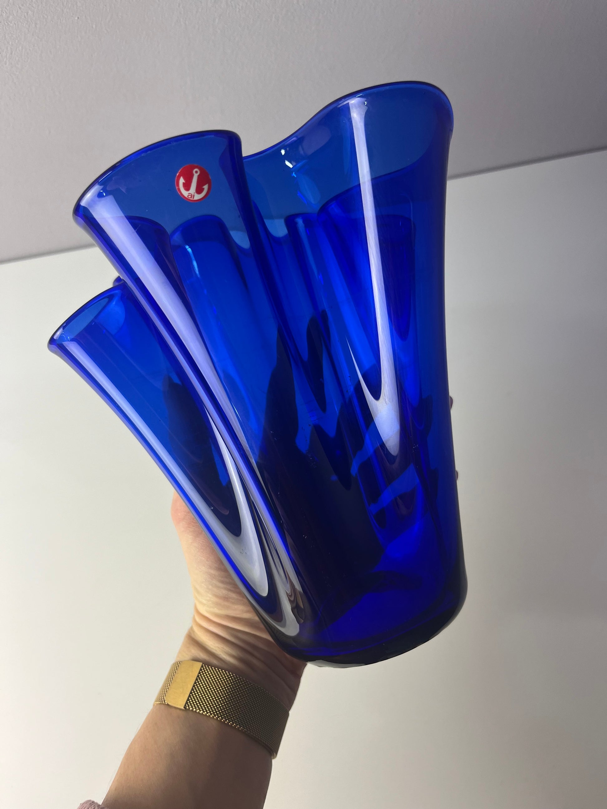 Vase Fazoletto blau Glas von Ancher Iversen